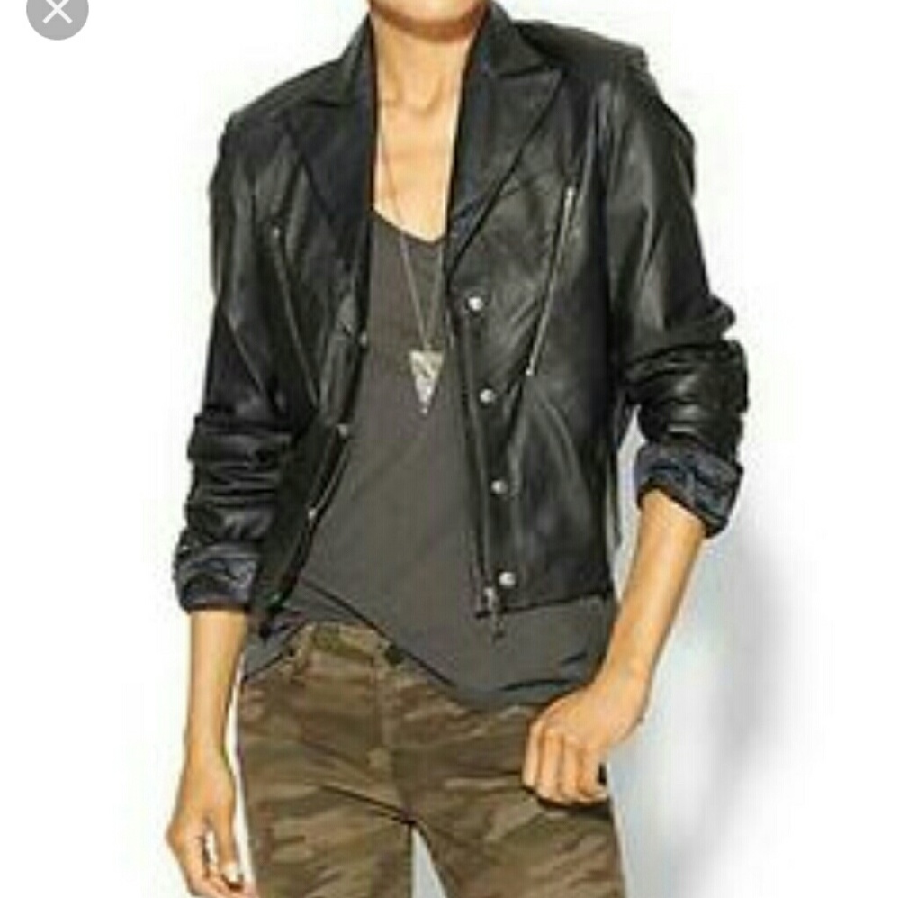 Twenty8Twelve Mason navy leather moto jacket